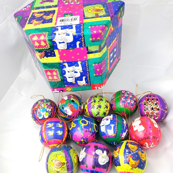 Vintage Paper Mache 12 Days of Christmas Ornaments - Picture 1 of 16